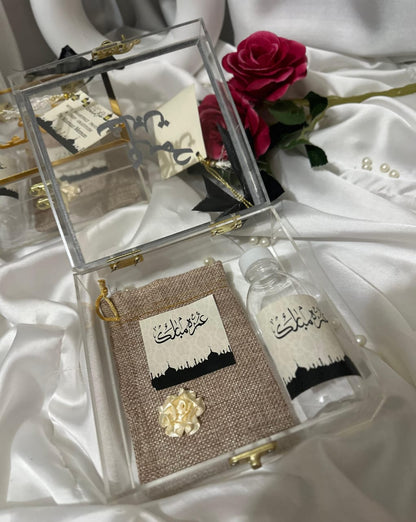 Umrah Tabaruk Premium Acrylic Boxes | Customisation Avalaible Minimum Quantity 10 Boxes