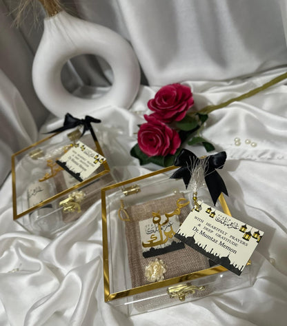 Umrah Tabaruk Premium Acrylic Boxes | Customisation Avalaible Minimum Quantity 10 Boxes